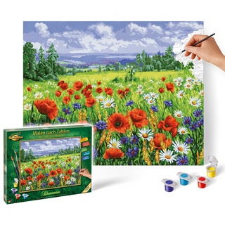 Schipper 609130824 Malen nach Zahlen - Blumenwiese - Bilder malen für Erwachsene, inklusive Pinsel und Acrylfarben, 40 x 50 cm