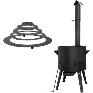 4big.fun Ø44 Uchag 2mm Stahl Utschak mit Schornstein Abzugsrohr Campingofen Feuerstelle Feldküche Außenküche Eintopfofen Gulaschkanone