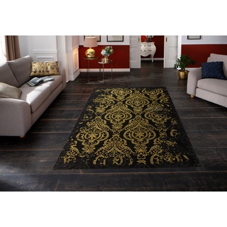 Teppich MERINOS "Bahar" Teppiche Gr. B/L: 200 cm x 290 cm, 12 mm, 1 St., schwarz (black, gold) Esszimmerteppiche