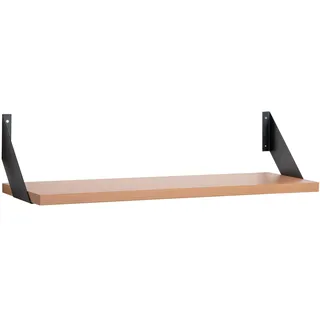 Wandregal mit Regalwinkeln, Regalboden Breite 60, 80 o. 100cm wählbar, T25xH2,5cm, Schweberegal versch. Farben Büroregal Wandboard Bücherregal Regal Büro, Laden, Flur (Regalboden-Breite 80cm, Buche)