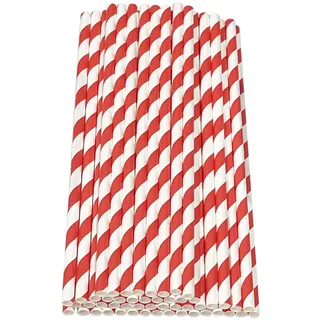 Haobase Papier-Trinkhalme, biologisch abbaubar, zum Trinken von Cocktails, Kaffee, kalten Getränken, Rot, 50 Stück