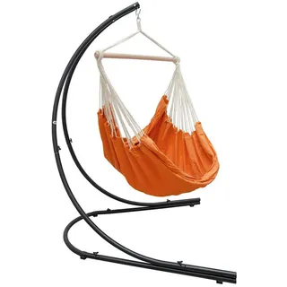 AMANKA Hängestuhl Hängestuhlgestell HSG-153 mit Hängestuhl HMG-40, 185 x 130 cm Hängesitz für Kinder und Erwachsene - 360° Relaxsessel orange