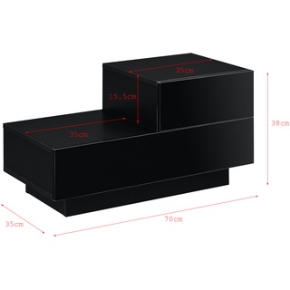 Nachttisch Sebokeng 38x70x35 cm mit Schublade oben rechts Schwarz Hochglanz