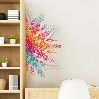 Wandtattoo Mandala Wandsticker Mandala für Schlafzimmer Wandaufkleber Wandtattoo Wanddeko Wandbild Boho Style Flur Yoga Wanddeko, Pflanzen Blumen Wandaufkleber für Wohnzimmer Küche Fenster