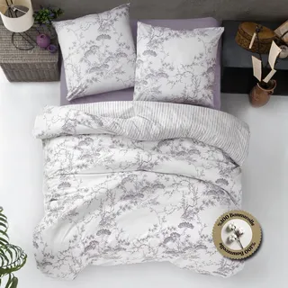 nordqueen Renforce Bettwäsche,100% Baumwolle Bettbezug aus Atmungsaktive, Angenehme Schlafkomfort,Winter Bettwäsche-Set mit Kissenbezug Bettbezug mit Reißverschlus (Tulsa, 240X220 cm)