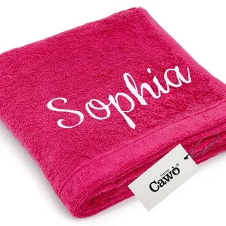 CaWoe Handtuch mit Namen oder Wunschtext Bestickt - 50x100 cm Pink | Premium personalisiertes Duschtuch, Badetuch & Gästetuch | Individuell & vielseitig | 100% Baumwolle, OEKO-TEX | Geschenk