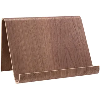 Bonetti Universal Tablet-Halterung aus Holz & Buchständer | modernes Curved-Design | edles Echtholz-Furnier für E-Reader & Tablets | ca. ca.26 x 16 x 16 cm (Wallnuss)