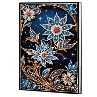 Generisch Diamond Painting A5 Notizbuch, Bastelset Mädchen 7 8 9 10 11 12, Diamant Painting Tagebuch ohne Linien 50 Seiten Skizzenbuch Geburtstag Geschenk-Blumen