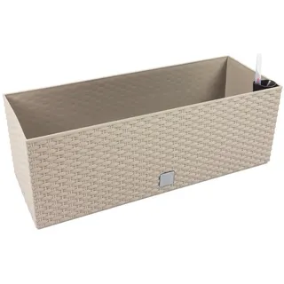 Prosperplast 17 L Pflanzkübel Blumentopf L 500 mm Blumenbank in Rattan-Optik Bewässerungssystem Rato Serie Mocca beige viereckig