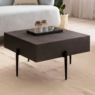 FineBuy Couchtisch FineBuy Sofatisch Steinoptik Anthrazit 64x64x35 cm Wohnzimmertisch