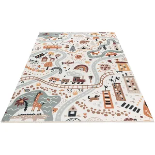 OBSESSION Kinderteppich OBSESSION "My Greta 622", bunt, B:115cm H:6mm L:170cm, Baumwolle, Teppiche, Kinderteppich, bedruckt, mit Straßen Motiv, waschbar, mit Fransen, Kinderzimmer