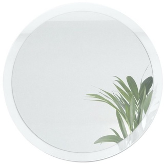 Vladon Wandspiegel Globe (dekorativer runder Spiegel, für Flur und Wohnzimmer mit MDF-Rahmen), in Weiß Hochglanz (80 cm Durchmesser) weiß