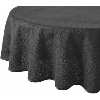 Tischdecke Outdoor Wetterfest Rund - Gartentischdecke Rund 160 cm Schwarz | Rutschfest, UV-beständig, abwaschbar & bei 30°C waschbar - Weichschaum PVC Tischdecke in 7 Farben