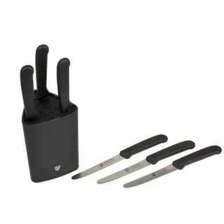 GRÄWE Messer-Set 6x Brötchenmesser mit Wellenschliff (7-tlg., verschiedene Messerfarben wählbar), Gräwe Universal-Messerblock mit 6 Brötchenmessern schwarz