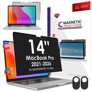 LAMA Magnetischer Blickschutzfilter Kompatibel mit MacBook Pro 14 Zoll(2021-2026 M1/M2/M3/M4/M5), Blickschutzfolie Sichtschutzfolie Datenschutzfilter mit Webcam Abdeckung,Anti-Blaulicht & Blendschutz