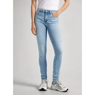 Skinny-fit-Jeans PEPE JEANS Gr. 32, Länge 30, blau (lt used) Damen Jeans Röhrenjeans in Used-Optik