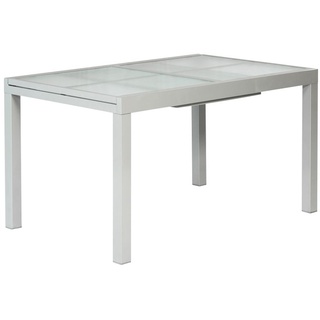 Merxx Gartentisch ausziehbar 120/180 x 90 cm - Aluminiumgestell Silber mit matter Glasplatte