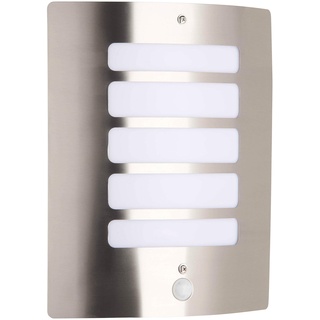 BRILLIANT Lampe Todd Außenwandleuchte Bewegungsmelder edelstahl | 1x A60, E27, 60W, geeignet für Normallampen (nicht enthalten) | Skala A++ bis E | IP-Schutzart: 44 - spritzwassergeschützt