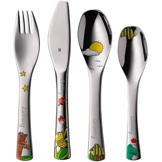 WMF Janosch Kinderbesteck mit Namensgravur - schönes Kinder Besteckset - Taufgeschenke personalisiert mit Gravur - Besteck Geschenkideen für Mädchen und Jungen - Kinderbesteck ab 3 Jahre - 4-teilig