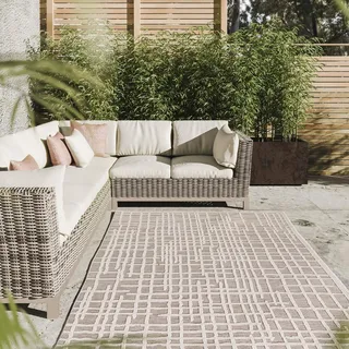 Interiyou Outdoor Teppich Wetterfest Florenz - 240x350 cm Beige - Wasserfest für Balkon, Terrasse, Garten - Outdoorteppich passend auch für Wohnzimmer, Schlafzimmer und Küche - Aussenteppich