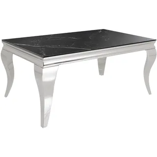 Riess Ambiente Design Couchtisch MODERN BAROCK 100cm schwarz Chrom Keramik-Optik Edelstahl