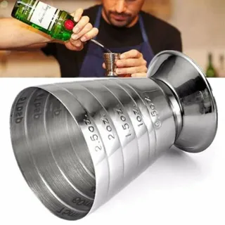75 ml Jigger Spirit Measure Cup Bar Messbecher 75 ml 5 Esslöffel Cocktail Jiggers Multifunktions Wein Cocktail Barkeeper Unzen Cup Bar für Party Silber