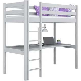 N-Wood Hochbett, Grau, Holz, Echtholz,Kiefer, 120x200 cm, FSC 100%, EN 71, Handmade in Europe, Handmade Quality, Hergestellt in Europa, Real Wood, Kinder- & Jugendzimmer, Kindermöbel, Kinderbetten, Hochbetten