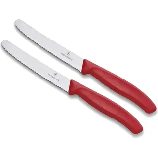 Victorinox | 2 Stück Tafelmesser Swiss Classic | Rot | Tomatenmesser mit Wellenschliff | rostfrei | Swiss Made