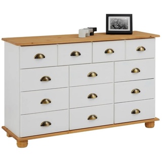 IDIMEX Kommode COLMAR, Schubladenschrank Sideboard Anrichte 11 Schubladen Schrank Holz Kiefer braun|weiß