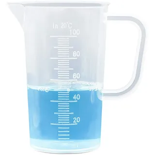 Messbecher 100ml Messbecher Klein aus Kunststoff Feine Skala | Volumen: 100ml | Kleine Messbecher mit präziser Skala zum genauen Dosieren. Ideal für Küche, Labor, Waschmittel & Öl