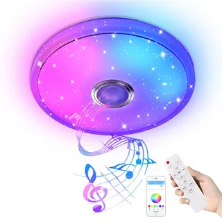 YRHome 36W LED Deckenleuchte Dimmbar mit Bluetooth Lautsprecher Deckenlampe Sternenhimmel RGB Farbwechsel mit Fernbedienung oder APP-Steuerung Musikwiedergabe für Schlafzimmer Kinderzimmer