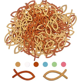 100 Holzfische Kommunion, Streudeko Konfirmation, Holzfische Deko, Holz Fische Tischdeko, Streudeko Fische, Deko Fische Konfirmation für Taufe Deko, Tischdeko Konfirmation (Braun)