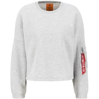 Sweater ALPHA INDUSTRIES "ALPHA Women - Sweatshirts X-Fit Label OS Wmn" Gr. M, grau (grey heather) Damen Sweatshirts