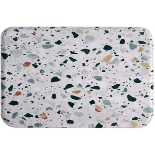 A.Monamour Badematten Badteppiche Badvorleger Stein Terrazzo-Böden Textur Abstrakte Muster Kunst Decorsed Flanell Anti-Rutsch Türmatte Runner Teppiche Matte Für Badezimmer Bad Küche 40x60cm