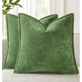 Set Aus 2 Dekorativen Kissenbezügen Aus Weichem Chenille-samt Für Den Herbst, 45 X 45 Cm, Mit Genähtem Rand, Für Sofa, Bett, Heimdekoration, Waldelfenmuster.