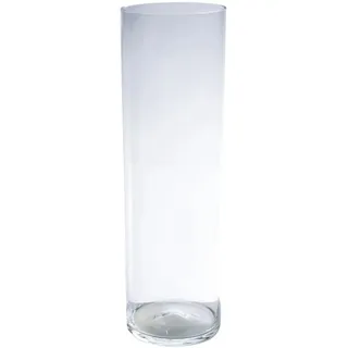 Dekoglas, Vase Zylinder Cold Cut H. 50cm D. 15cm transparent rund Glas Hakbijl