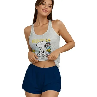 UNITED LABELS Snoopy Pyjama Set Kurz - grau/blau - L