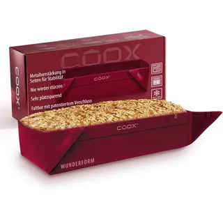 coox WUNDERFORM Basic L in Dunkelrot, die erste faltbare Kastenform, platzsparende Backform aus Silikon BPA-frei