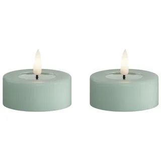 Deluxe Homeart Flammenloses LED-Jumbo-Teelicht-Set für den Innenbereich, mit Real FlameTM-Technologie, batteriebetriebene Kerze (Salvie Green)