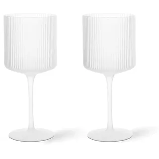 Ferm Living - Ripple Rotweinglas (2er-Set), frosted