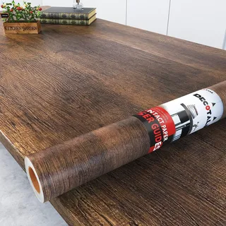 Decotalk Selbstklebende Tapete in Holzoptik 81x300cm Klebefolie Holz Tapete Klebefolie Möbel Holztapete für Badezimmer Küche Arbeitsplatten Schubladen Schränke Schreibtisch Braun Wasserdicht