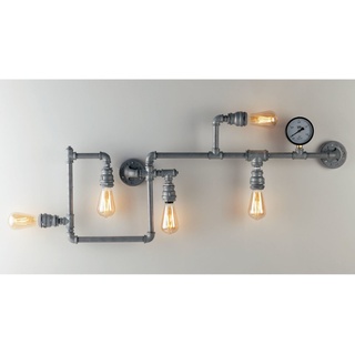 LUCE Design LED Wandleuchte, LED wechselbar, warmweiß, innen, ausgefallene Treppenhaus Industrial Rohr Lampe flach Grau 114cm grau
