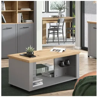 Homestyle4u Couchtisch Grau Eiche 114,5 x 49 x 0 cm