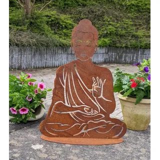 Generisch NEU !! Buddha aus Metall in Edelrost 35 cm hoch Garten Dekoration Skulptur Figur Buddhismus Indien Religion Kultur Statue Zen
