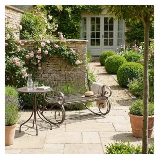 Antikas Dekokissen Gartenbank Schaukelbank Eisen braun lackiert Vintage, H.90 cm braun