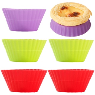 Fulenyi Kuchenformen zum Backen, runde Silikon-Backform für Muffins, 6 Stück, weiche Form für Törtchen, Cupcakes, Mini-Kuchen, Puder, Muffins