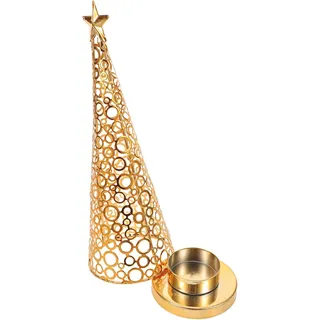 Ccykxa Goldener Weihnachtsbaum-kerzenhalter Aus Metall, Kleiner Runder Teelichthalter Für Hochzeitsdekorationen Und Familienfeiern