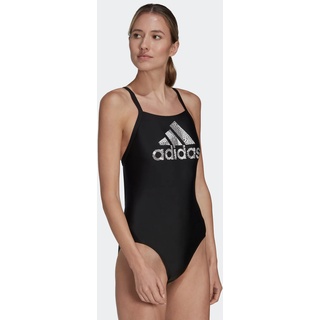 Badeanzug ADIDAS PERFORMANCE "BIG LOGO" Gr. 34, N-Gr, schwarz-weiß (black, white) Damen Badeanzüge Bekleidung