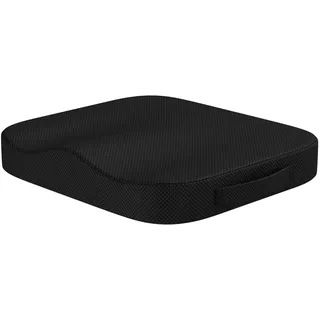 Sitzkissen orthopädisch - Ergonomisches Memory Foam Kissen für Bürostuhl, Auto, Rollstuhlkissen oder Sitzerhöhung für Erwachsene - Mittlere Härte (Raumgewicht RG45) - Wellness Schwarz 41cmx41cmx5cm