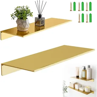 Wandregal Metall 40 cm und 30 cm, 2 Stück, Gold, für Wohnzimmer